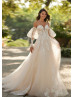 Sweetheart Neck Beaded Lace Tulle Wedding Dress With Detachable Sleeves